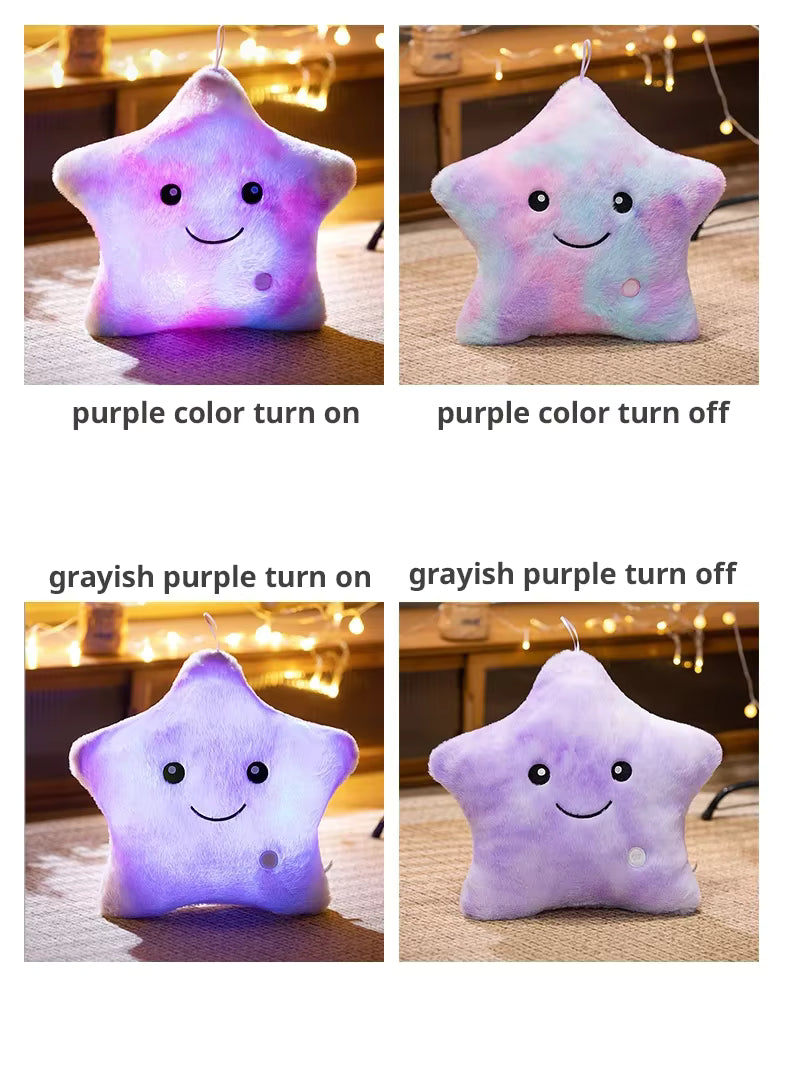 LED Light Star Plush Toy Soft Stuffed Star Pillow Doll Glowing Plush Baby Kid Toys Birthday Gift Home Deco
