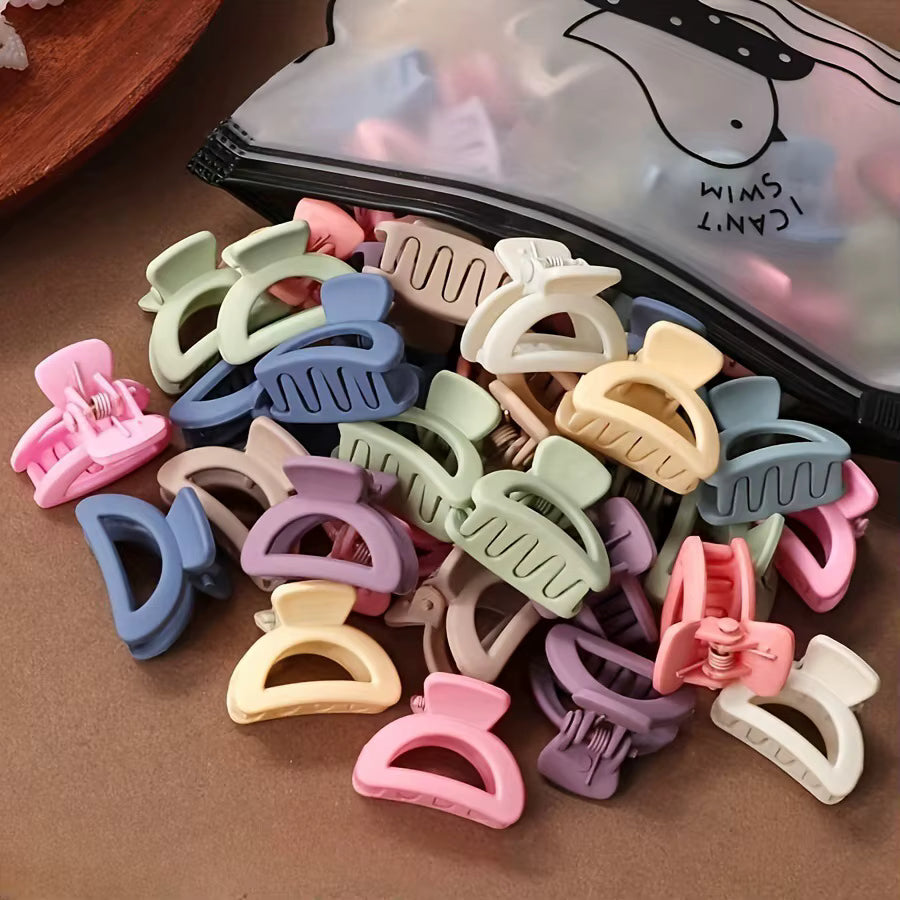 20 Pcs small Solid Color Matte Hollow Hair Claw Clip Candy Color Catch Barrettes Stylish Hair Accessories Suitable for Women