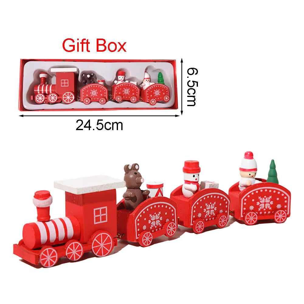 Christmas Wood Train Decoration, Christmas Ornaments With Moving Train,Home Noel,Happy New Year 2025 Gifts