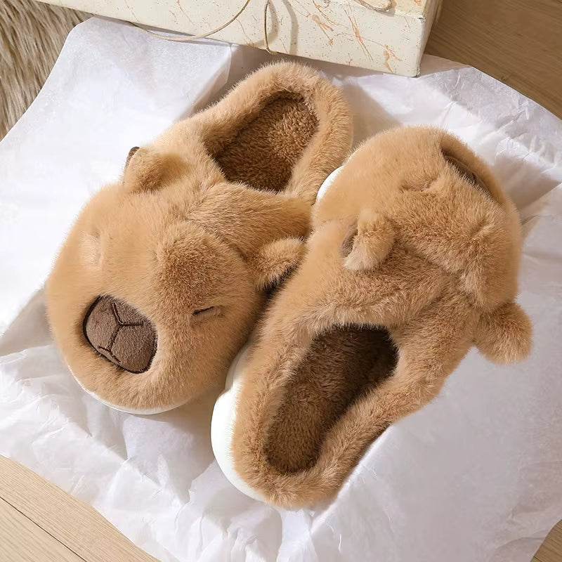 Winter Lovely Cartoon Cotton Slippers Women Non Slip Thick Sole Women's Home Slippers Closed Toe Indoor Fluffy Slides W