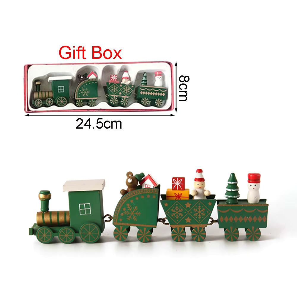 Christmas Wood Train Decoration, Christmas Ornaments With Moving Train,Home Noel,Happy New Year 2025 Gifts