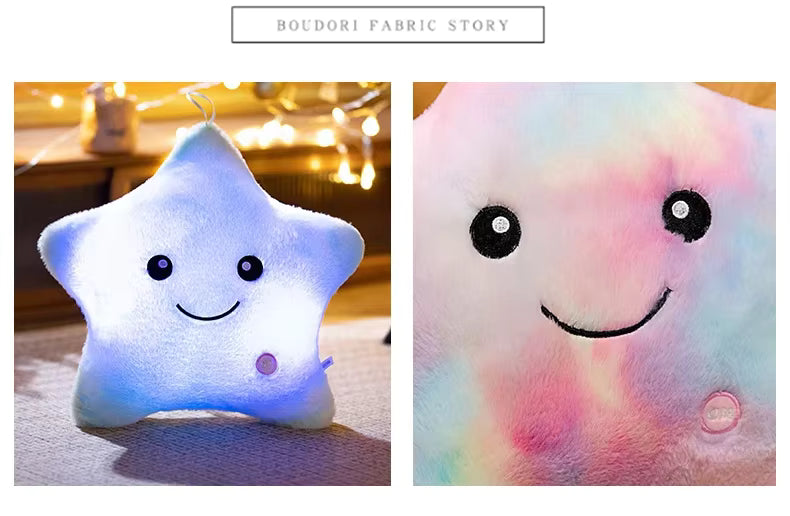 LED Light Star Plush Toy Soft Stuffed Star Pillow Doll Glowing Plush Baby Kid Toys Birthday Gift Home Deco
