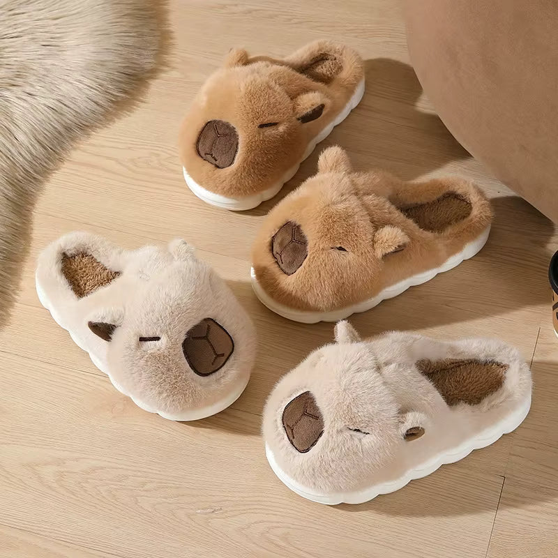 Winter Lovely Cartoon Cotton Slippers Women Non Slip Thick Sole Women's Home Slippers Closed Toe Indoor Fluffy Slides W