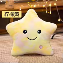 LED Light Star Plush Toy Soft Stuffed Star Pillow Doll Glowing Plush Baby Kid Toys Birthday Gift Home Deco