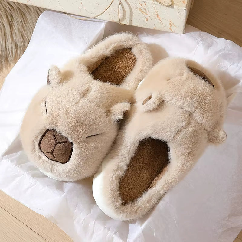 Winter Lovely Cartoon Cotton Slippers Women Non Slip Thick Sole Women's Home Slippers Closed Toe Indoor Fluffy Slides W