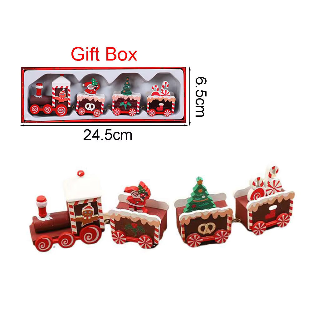 Christmas Wood Train Decoration, Christmas Ornaments With Moving Train,Home Noel,Happy New Year 2025 Gifts