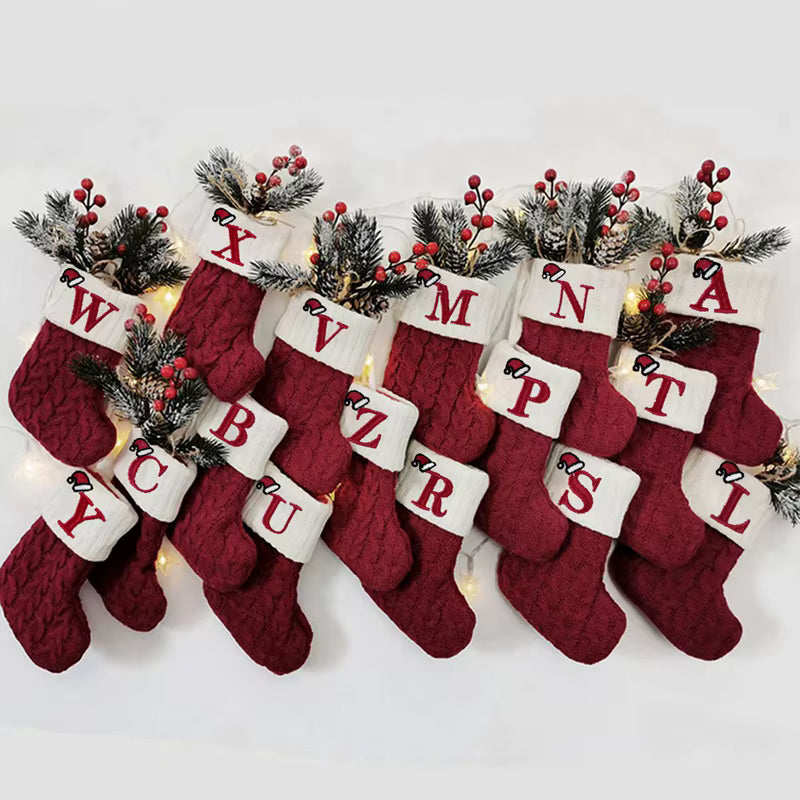 Christmas Alphabet Knitting Sock Christmas Tree Ornament Christmas Decoration For Home 2025 Noel New Year 2026 Xmas Gift
