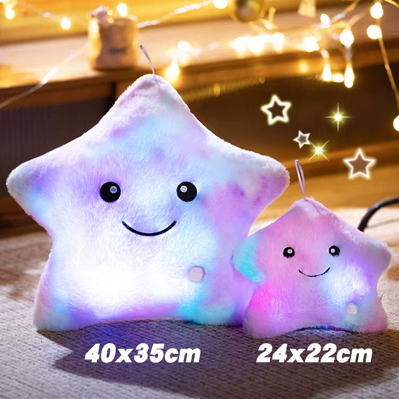 LED Light Star Plush Toy Soft Stuffed Star Pillow Doll Glowing Plush Baby Kid Toys Birthday Gift Home Deco