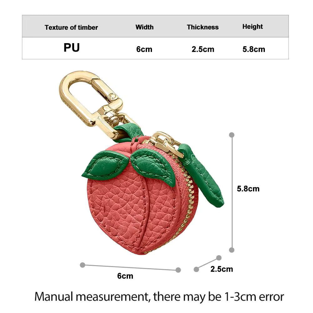 Cute Strawberry Leather Bag Charm Y2k Keychain with Zipper Preppy Purse Charm Cute core Accessories Aesthetic Stuff