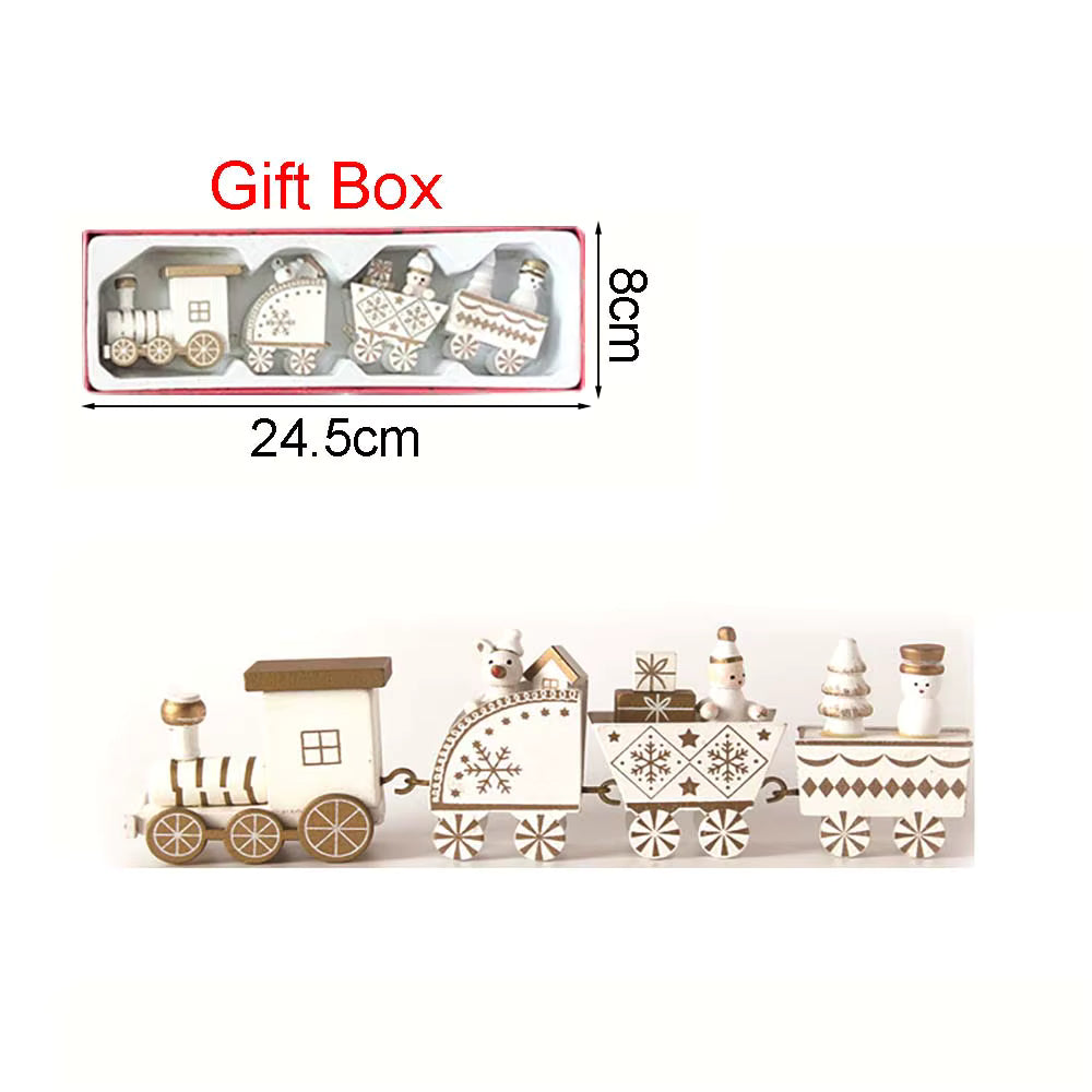 Christmas Wood Train Decoration, Christmas Ornaments With Moving Train,Home Noel,Happy New Year 2025 Gifts