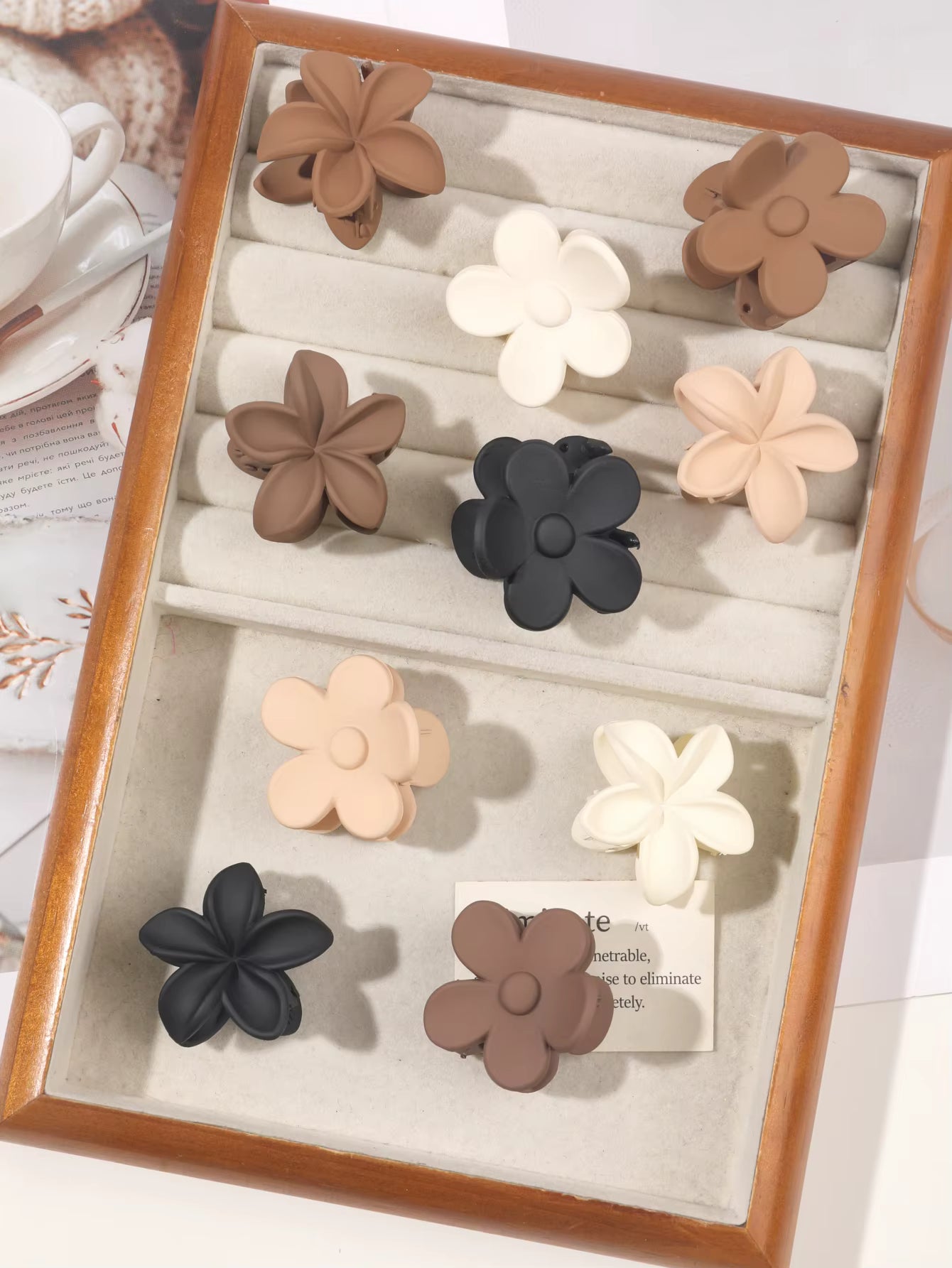10 Pcs Pink Small Claw Clips Set, Matte Tiny Flower Jaw Clips for Women Girls,5 Style Nonslip for Thin Medium Fine Hair