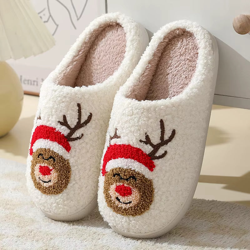 Winter Women's Warm Christmas Slippers Cute Pattern Indoor Soft Sole Comfortable Casual Gift and Home Shoes