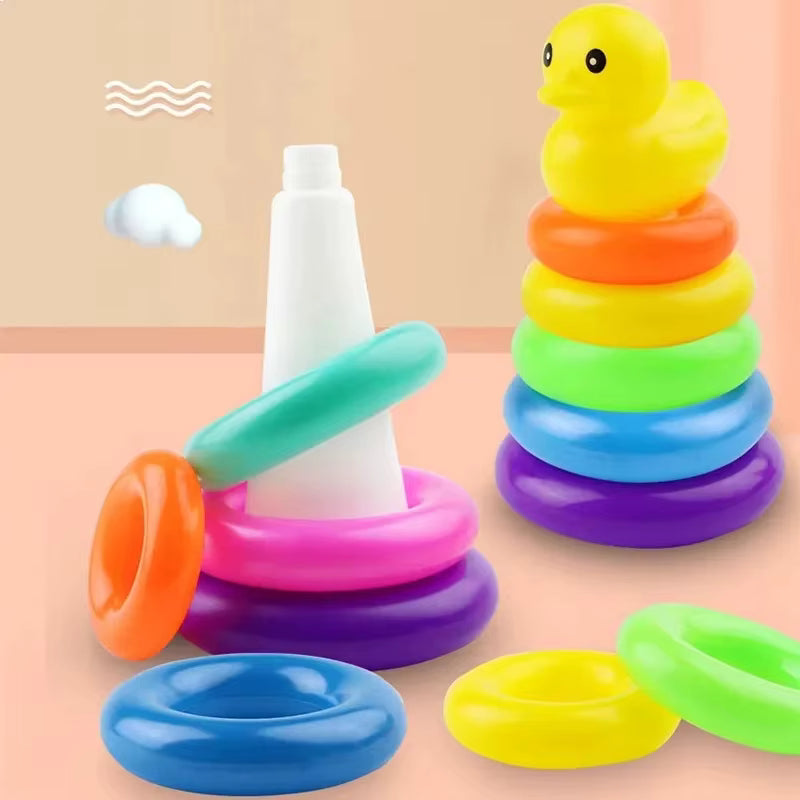 Montessori Stacking Toys for Babies 0 12M Rainbow Ring Stacker Baby Stacking Tower for Toddlers Educational Learning Sensory Toy