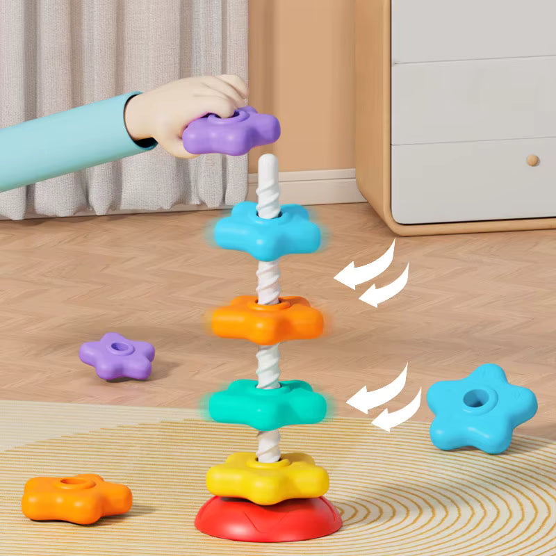 5 Layer Montessori Stacking Toys for Babies 0 12M Rainbow Ring Stacker Baby Stacking Tower for Toddlers Educational Learning Sensory Toy