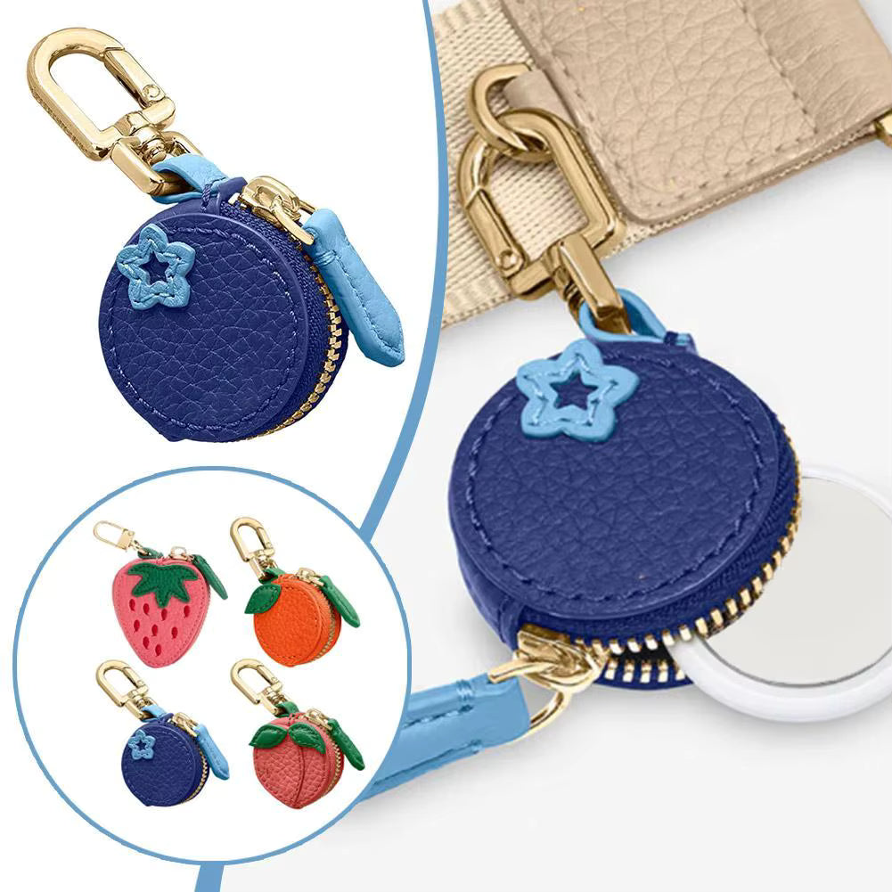 Cute Strawberry Leather Bag Charm Y2k Keychain with Zipper Preppy Purse Charm Cute core Accessories Aesthetic Stuff