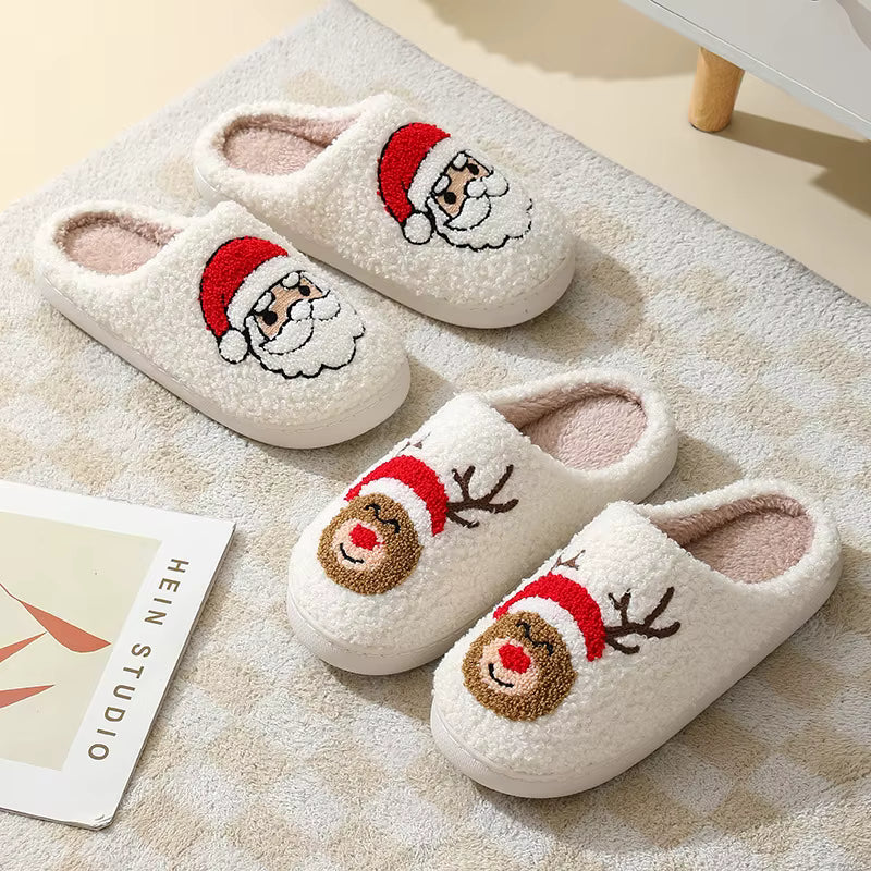 Winter Women's Warm Christmas Slippers Cute Pattern Indoor Soft Sole Comfortable Casual Gift and Home Shoes