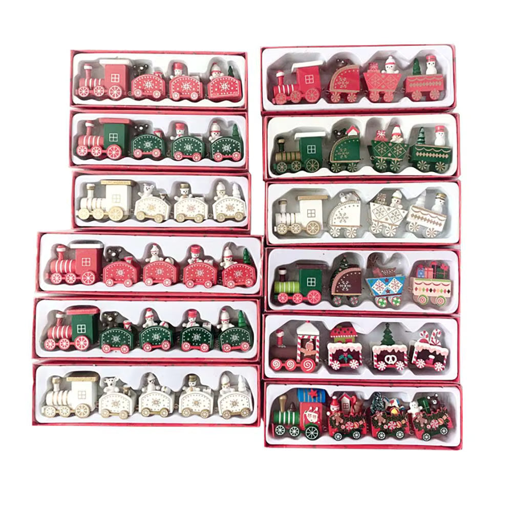 Christmas Wood Train Decoration, Christmas Ornaments With Moving Train,Home Noel,Happy New Year 2025 Gifts