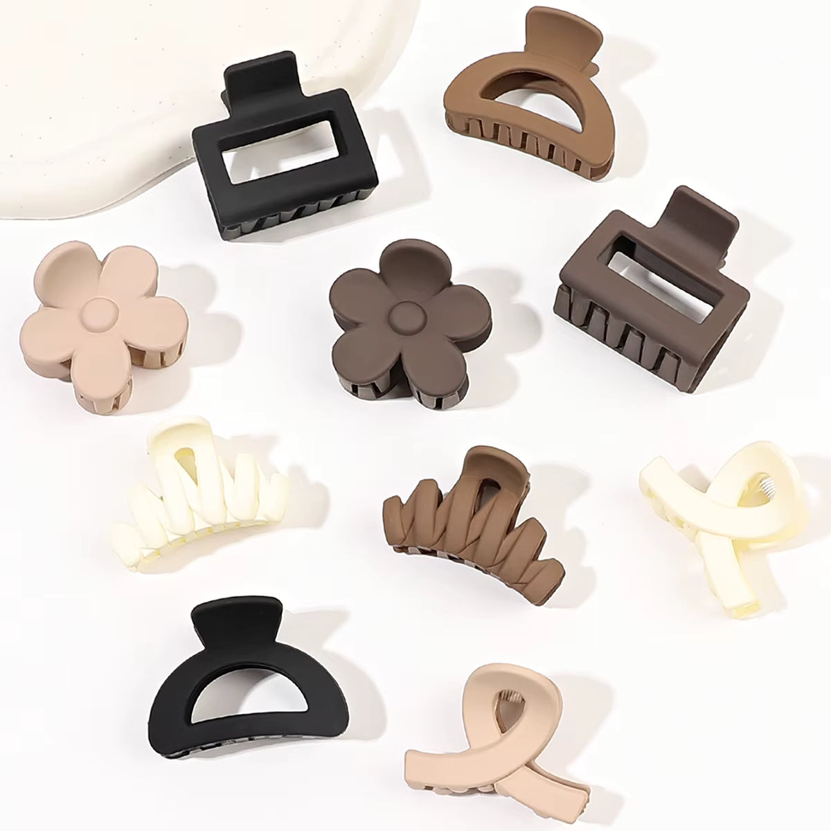 10 Pcs Pink Small Claw Clips Set, Matte Tiny Flower Jaw Clips for Women Girls,5 Style Nonslip for Thin Medium Fine Hair