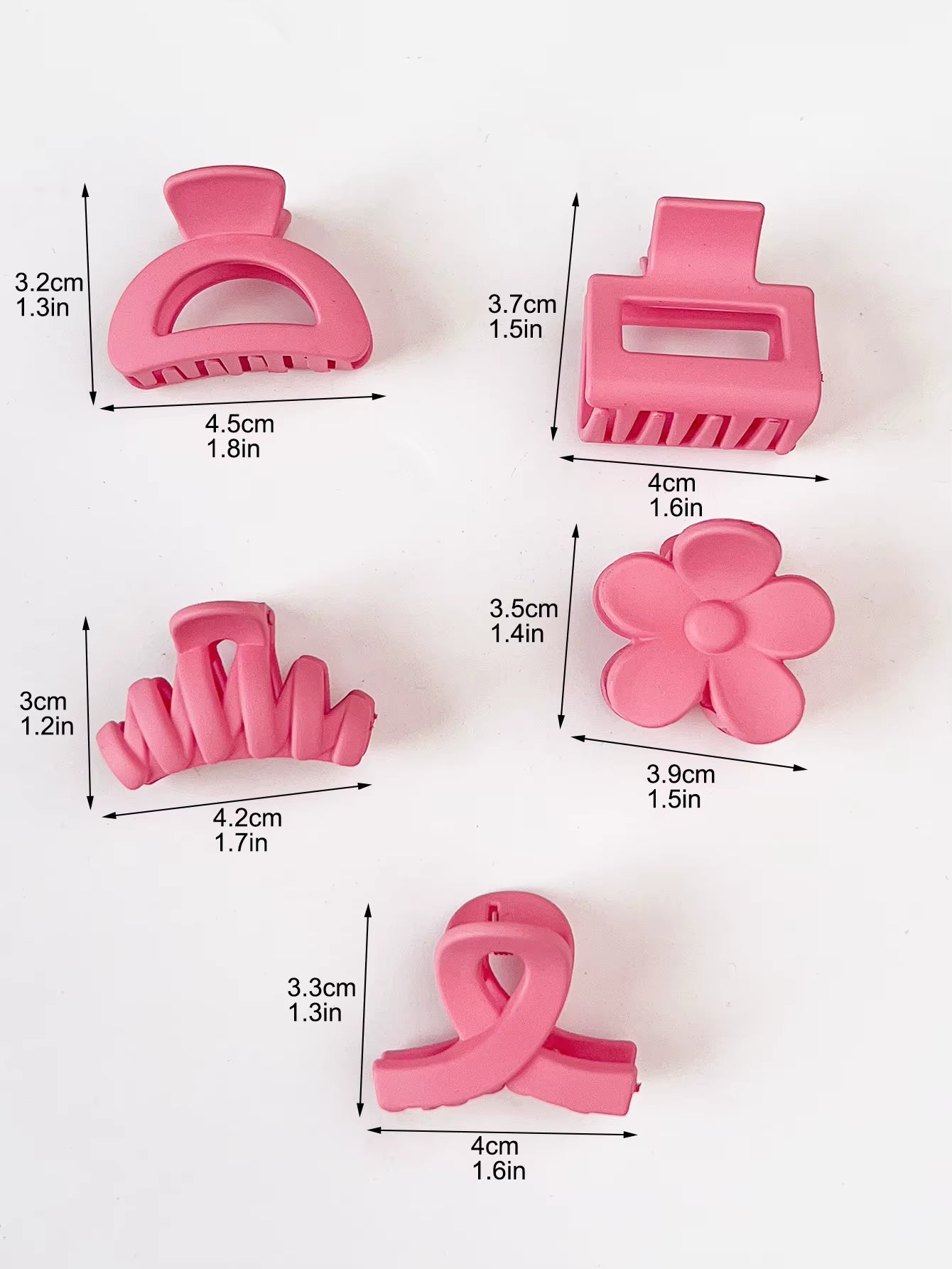 10 Pcs Pink Small Claw Clips Set, Matte Tiny Flower Jaw Clips for Women Girls,5 Style Nonslip for Thin Medium Fine Hair