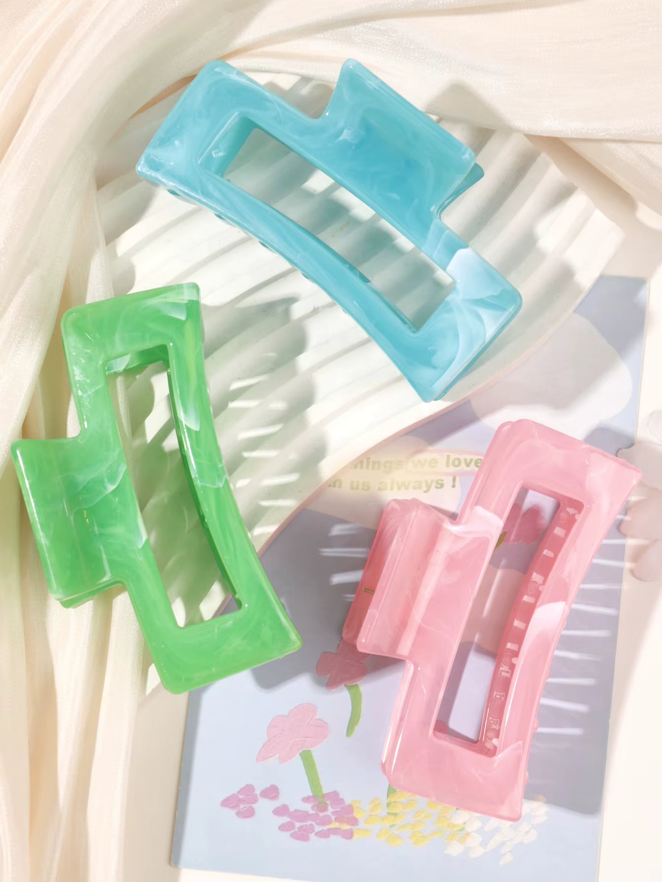 7 Pcs Big Hair Claw Clips 3.4" Non-slip Big Square Matte for Women Girls, Strong Hold Banana Clips for Thick Thin Hair