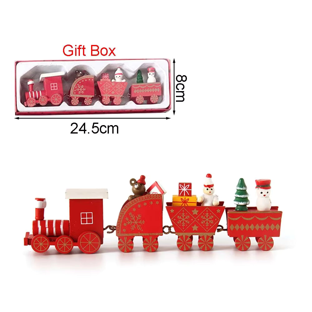 Christmas Wood Train Decoration, Christmas Ornaments With Moving Train,Home Noel,Happy New Year 2025 Gifts