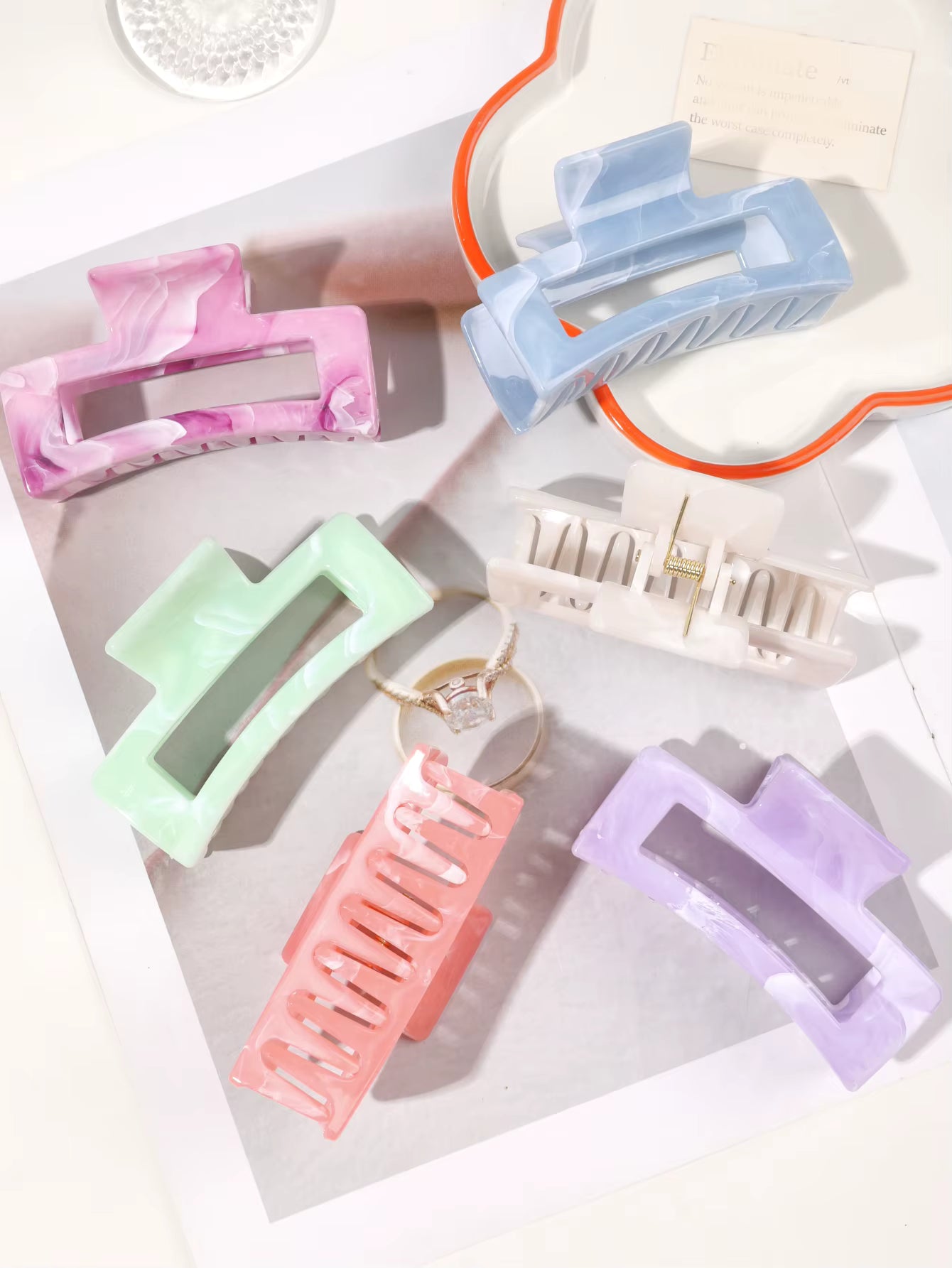 7 Pcs Big Hair Claw Clips 3.4" Non-slip Big Square Matte for Women Girls, Strong Hold Banana Clips for Thick Thin Hair