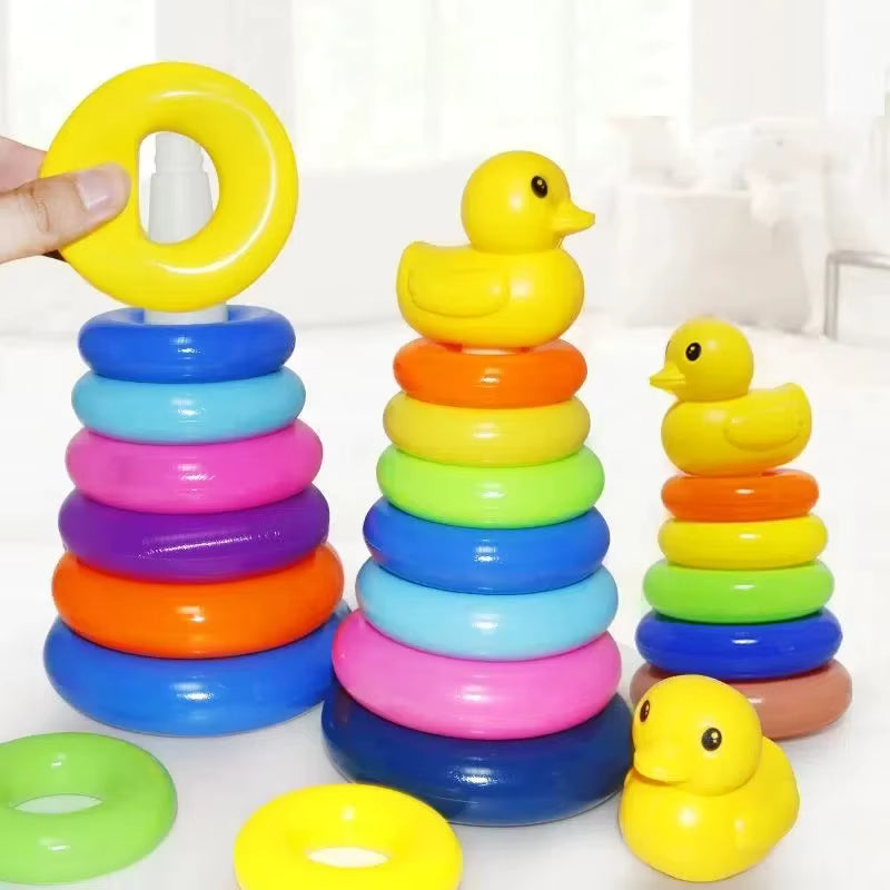 Montessori Stacking Toys for Babies 0 12M Rainbow Ring Stacker Baby Stacking Tower for Toddlers Educational Learning Sensory Toy
