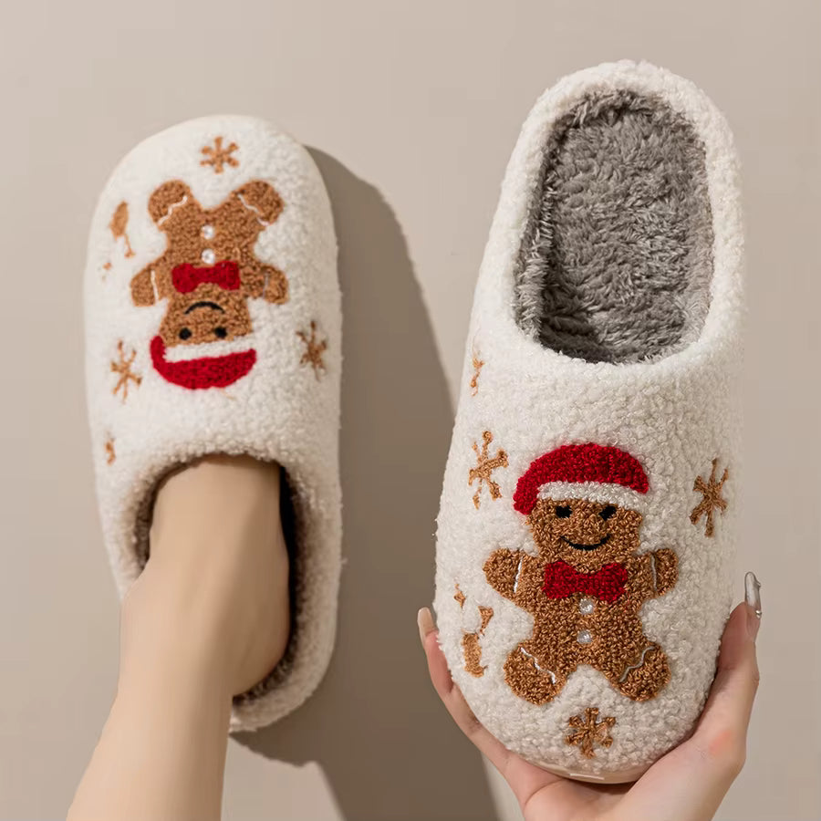 Winter Women's Warm Christmas Slippers Cute Pattern Indoor Soft Sole Comfortable Casual Gift and Home Shoes
