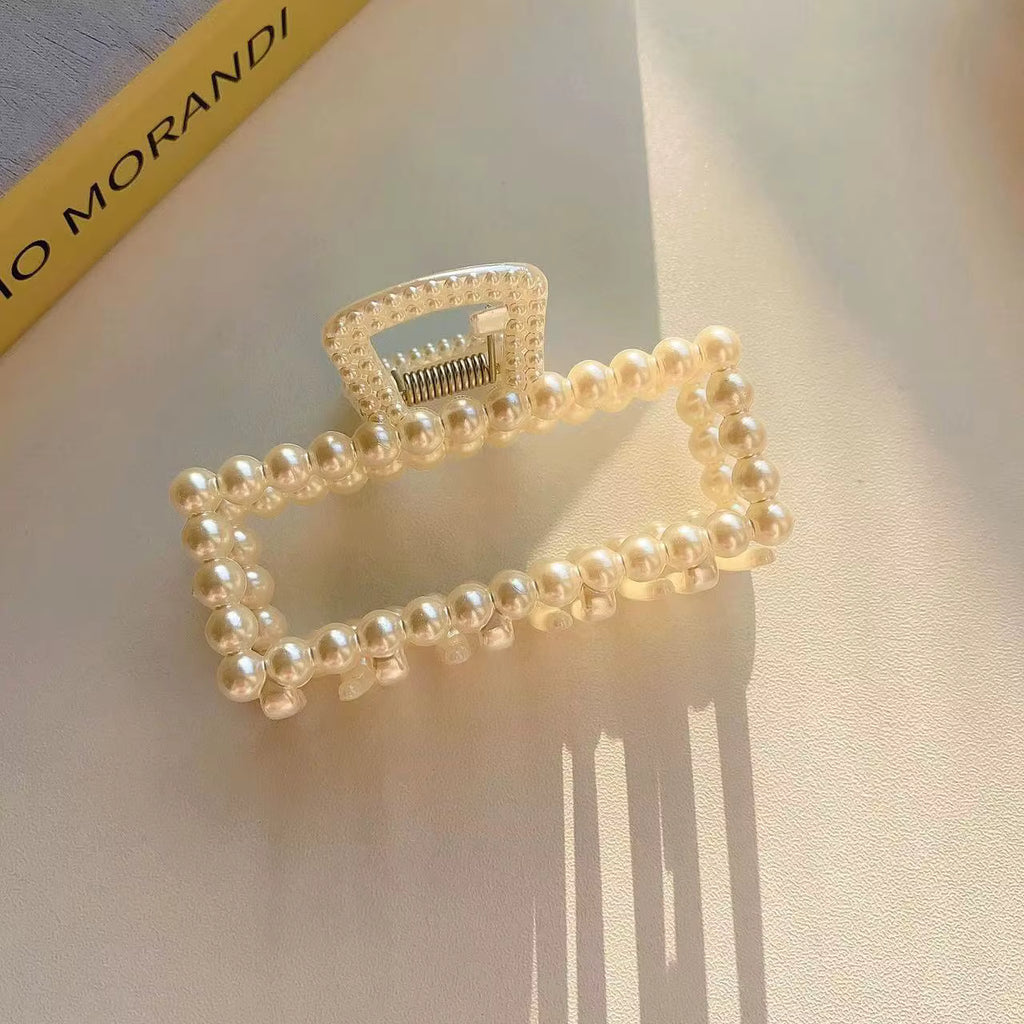 5pcs Faux Pearl Ornament Claw Clips, Elegant & Chic Large Size Hair Claw Hair Clips Accessories For Women