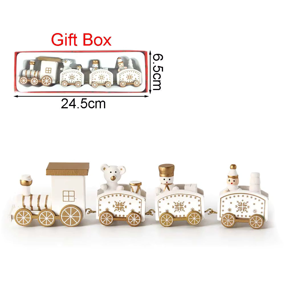 Christmas Wood Train Decoration, Christmas Ornaments With Moving Train,Home Noel,Happy New Year 2025 Gifts