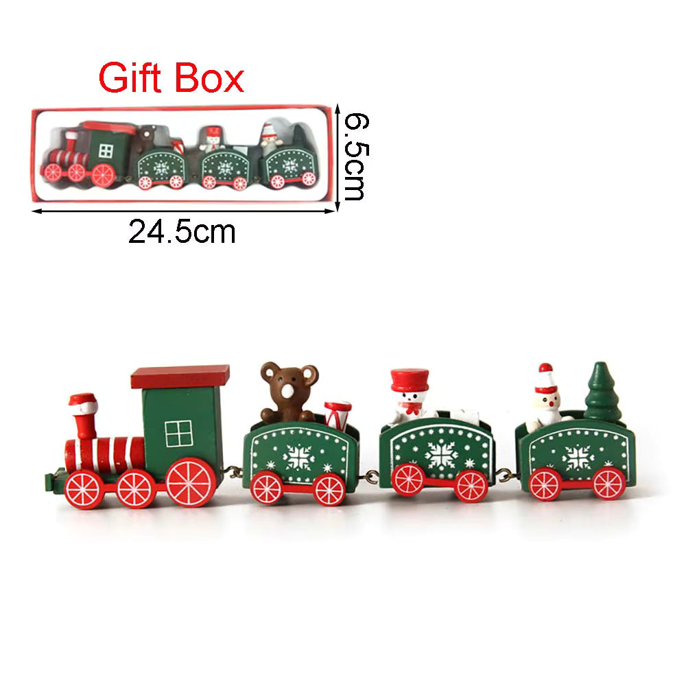 Christmas Wood Train Decoration, Christmas Ornaments With Moving Train,Home Noel,Happy New Year 2025 Gifts