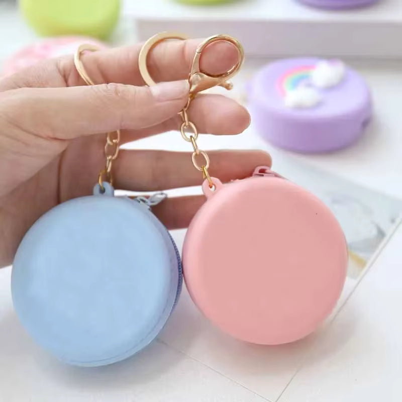 Candy Color Silicone Mini Round Coin Holder Case Coin Purses Women Girls Fashion Coin Purse Zipper Wallet For Kids Women Ladies