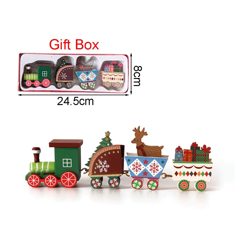 Christmas Wood Train Decoration, Christmas Ornaments With Moving Train,Home Noel,Happy New Year 2025 Gifts
