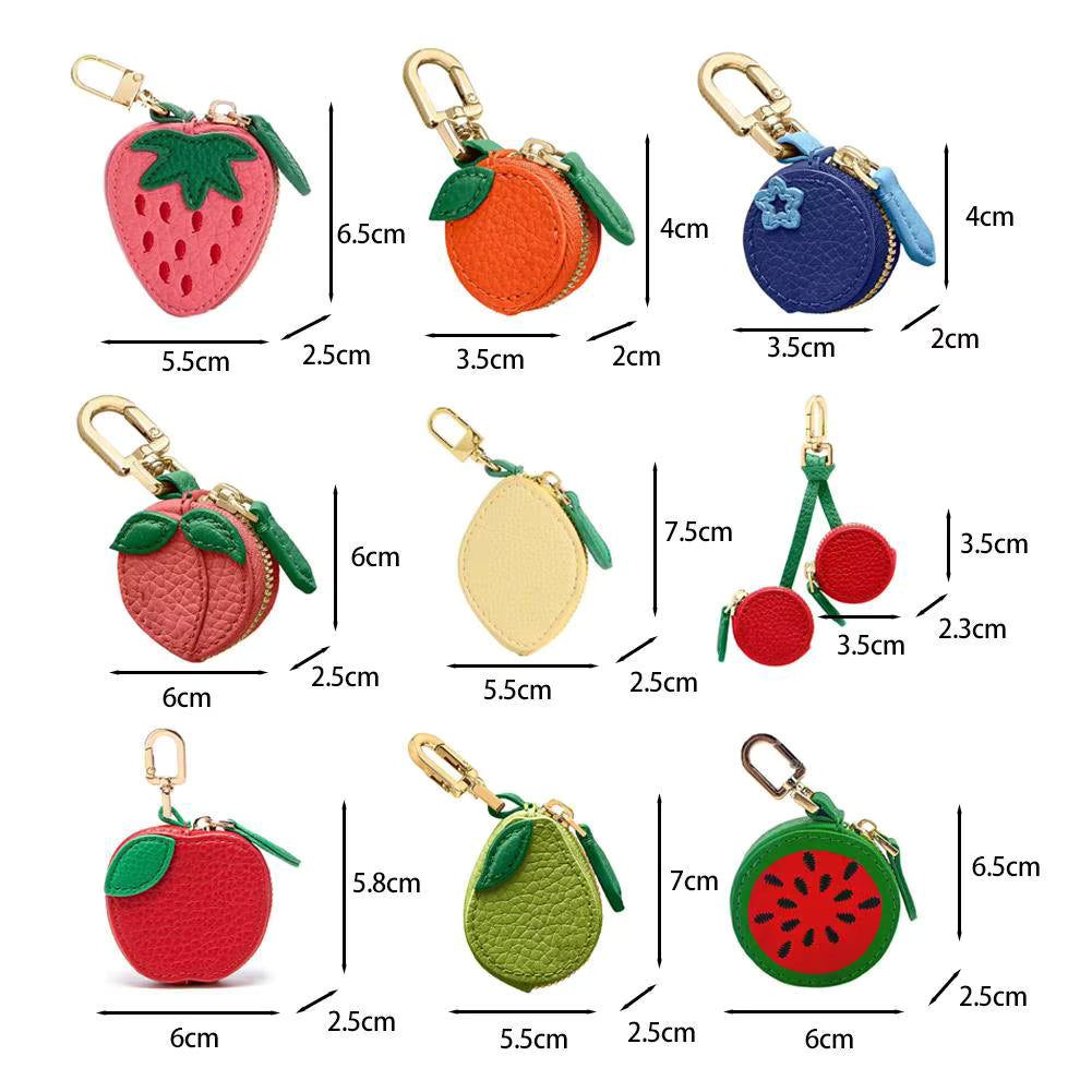 Cute Strawberry Leather Bag Charm Y2k Keychain with Zipper Preppy Purse Charm Cute core Accessories Aesthetic Stuff