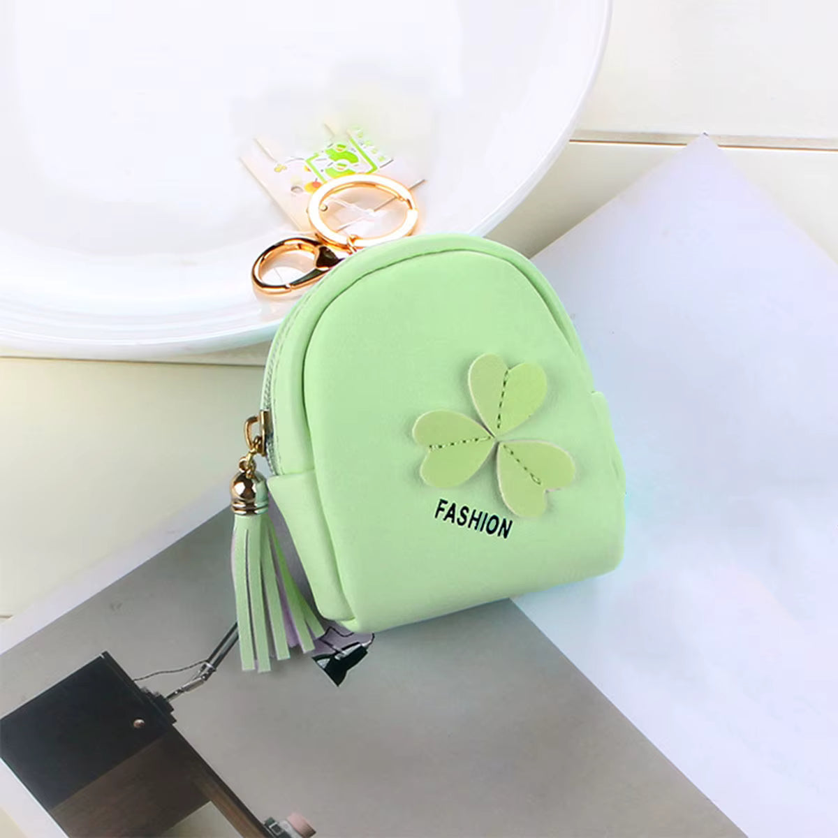Small schoolbag wallet, children's mini coin purse, cute small square bag, PU leather, Korean student holding a coin bag