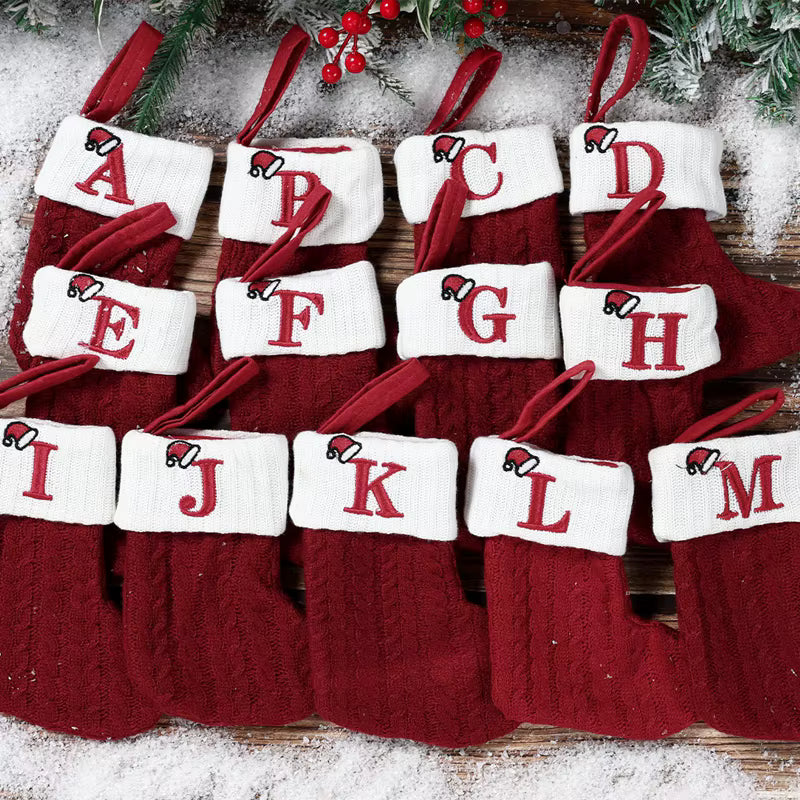 Christmas Alphabet Knitting Sock Christmas Tree Ornament Christmas Decoration For Home 2025 Noel New Year 2026 Xmas Gift