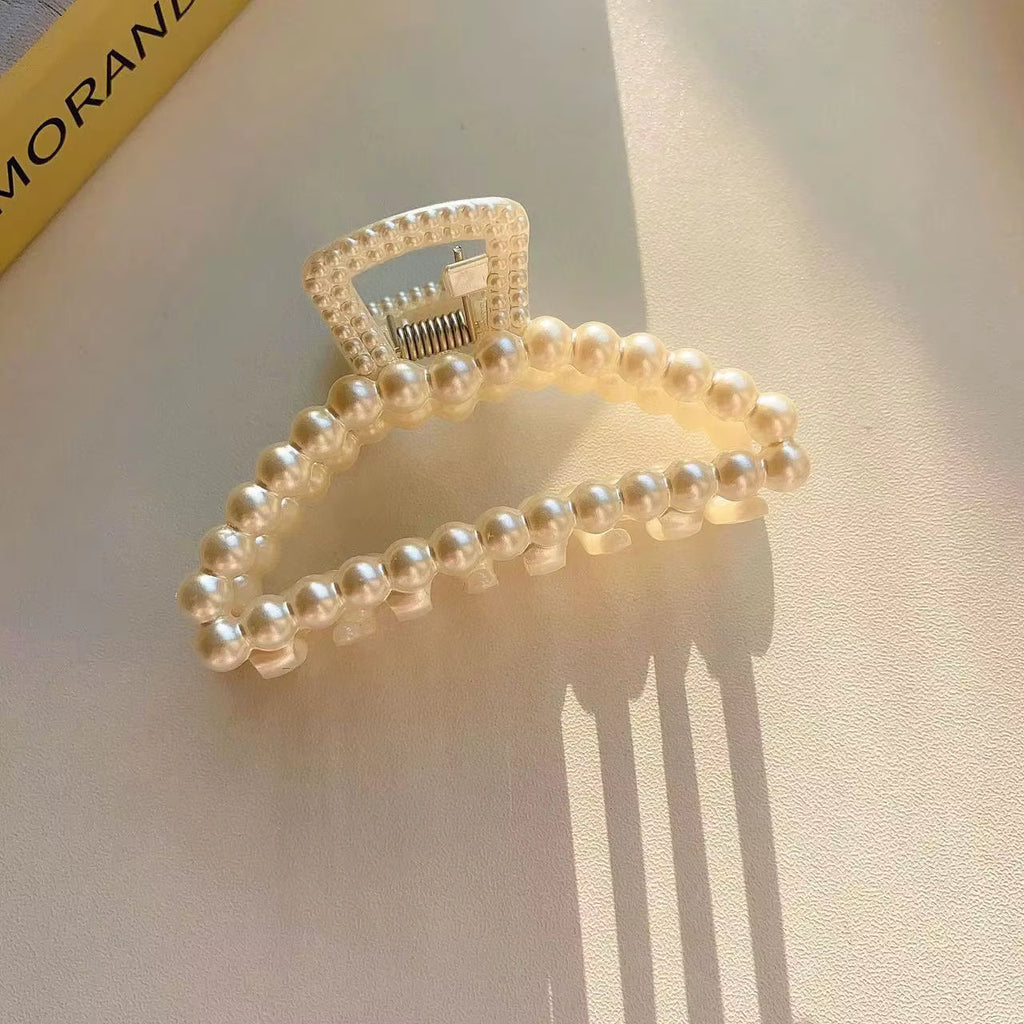 5pcs Faux Pearl Ornament Claw Clips, Elegant & Chic Large Size Hair Claw Hair Clips Accessories For Women