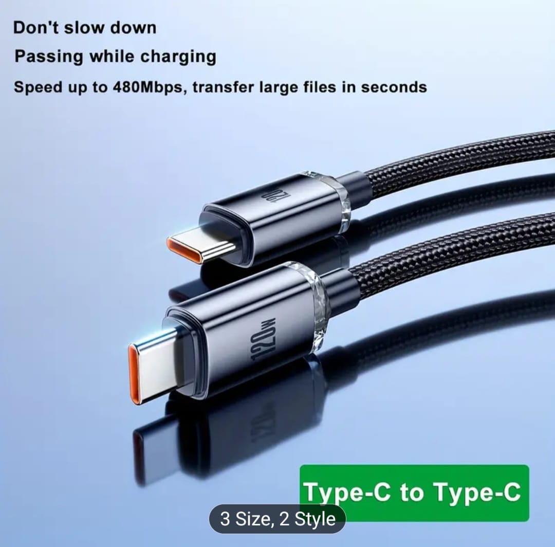120W Type C To Type C Cable  Super Fast Charging
