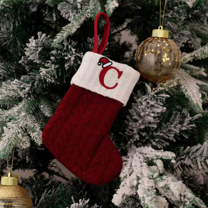 Christmas Alphabet Knitting Sock Christmas Tree Ornament Christmas Decoration For Home 2025 Noel New Year 2026 Xmas Gift