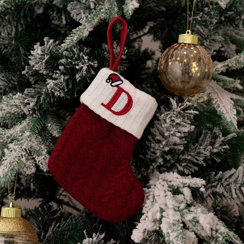 Christmas Alphabet Knitting Sock Christmas Tree Ornament Christmas Decoration For Home 2025 Noel New Year 2026 Xmas Gift
