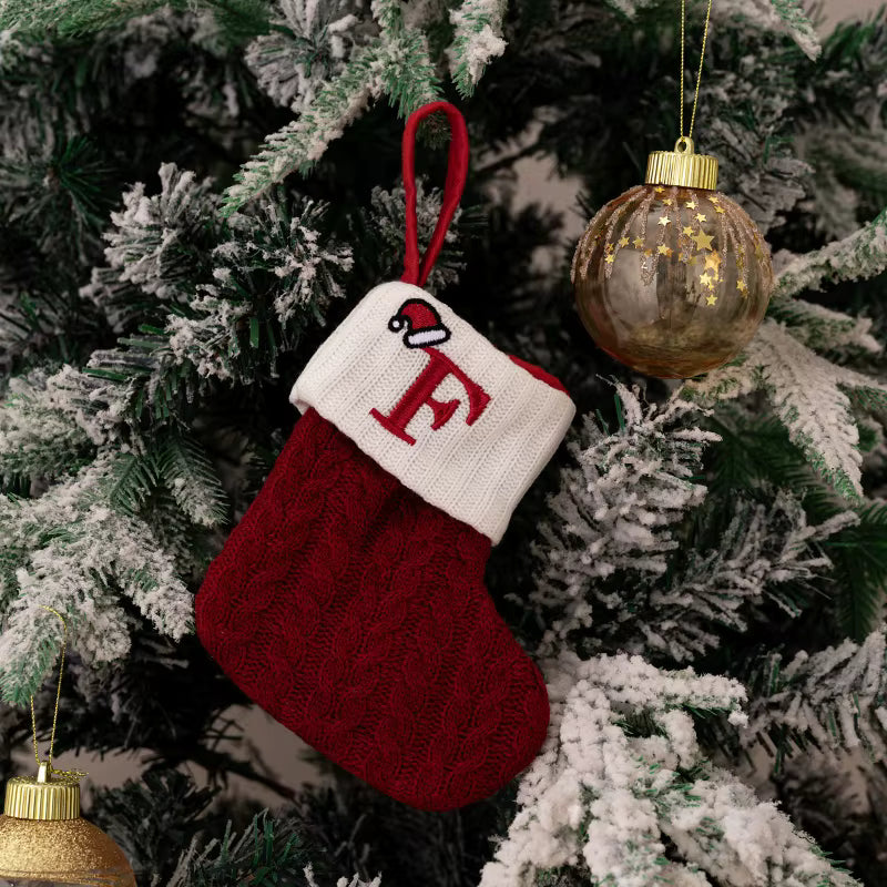 Christmas Alphabet Knitting Sock Christmas Tree Ornament Christmas Decoration For Home 2025 Noel New Year 2026 Xmas Gift