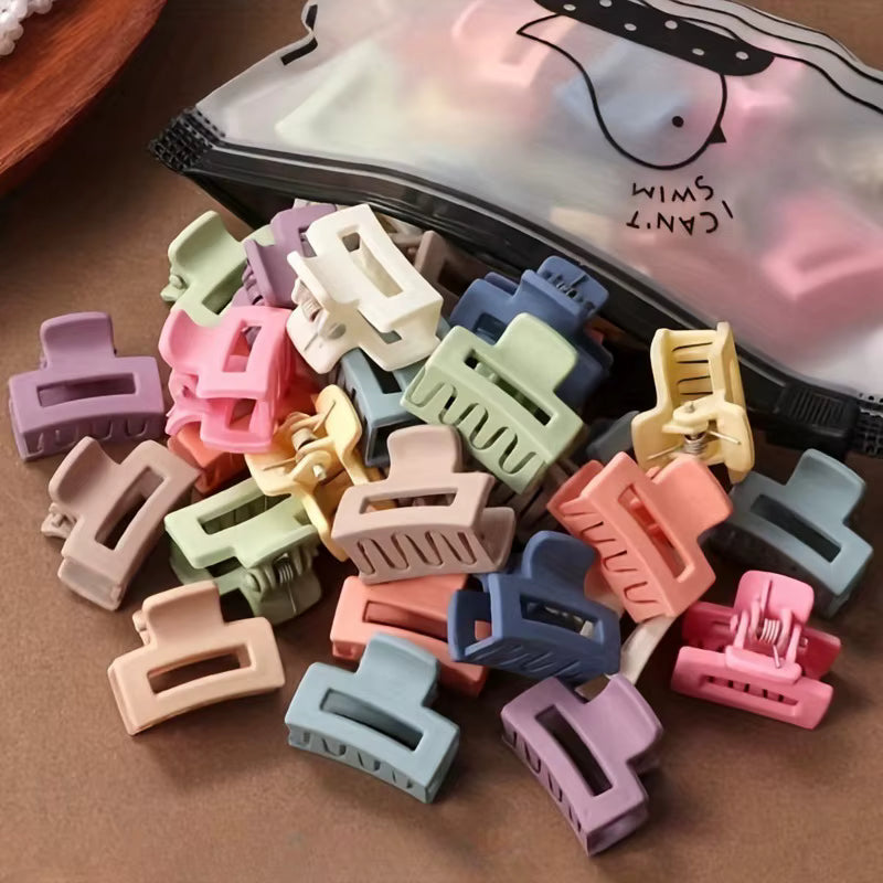 20 Pcs small Solid Color Matte Hollow Hair Claw Clip Candy Color Catch Barrettes Stylish Hair Accessories Suitable for Women