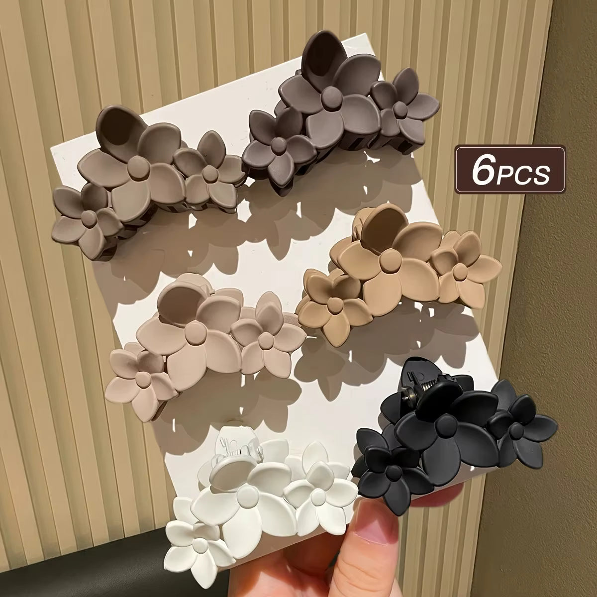 6Pcs Hairpin Women's Multiple Colors Stylish Minimalist Medium Flower Shark Clips Suitable for Daily Use Gift Hair Accessories