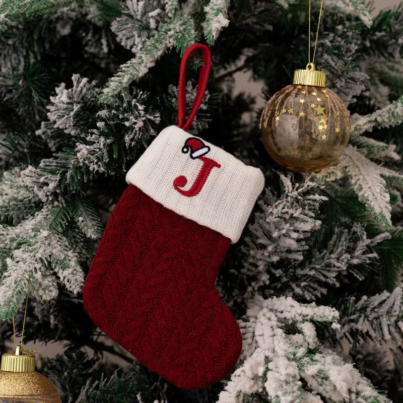 Christmas Alphabet Knitting Sock Christmas Tree Ornament Christmas Decoration For Home 2025 Noel New Year 2026 Xmas Gift