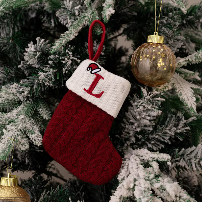 Christmas Alphabet Knitting Sock Christmas Tree Ornament Christmas Decoration For Home 2025 Noel New Year 2026 Xmas Gift