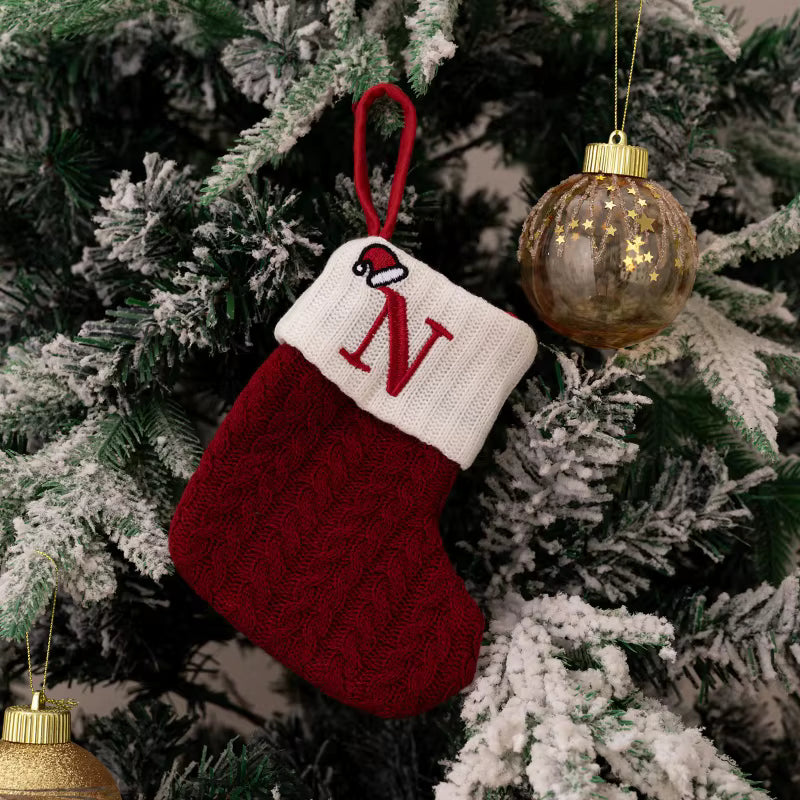 Christmas Alphabet Knitting Sock Christmas Tree Ornament Christmas Decoration For Home 2025 Noel New Year 2026 Xmas Gift