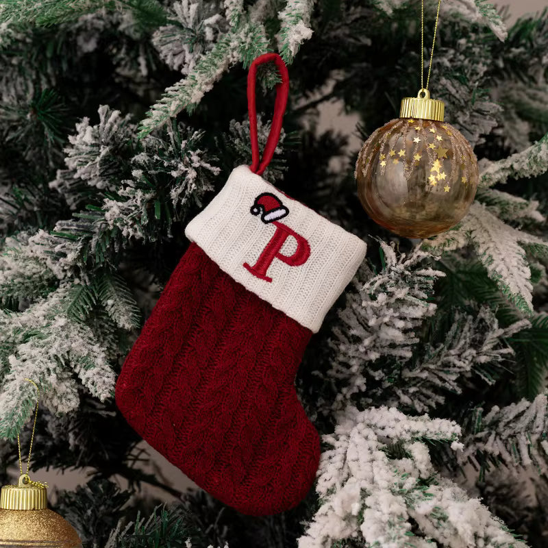 Christmas Alphabet Knitting Sock Christmas Tree Ornament Christmas Decoration For Home 2025 Noel New Year 2026 Xmas Gift