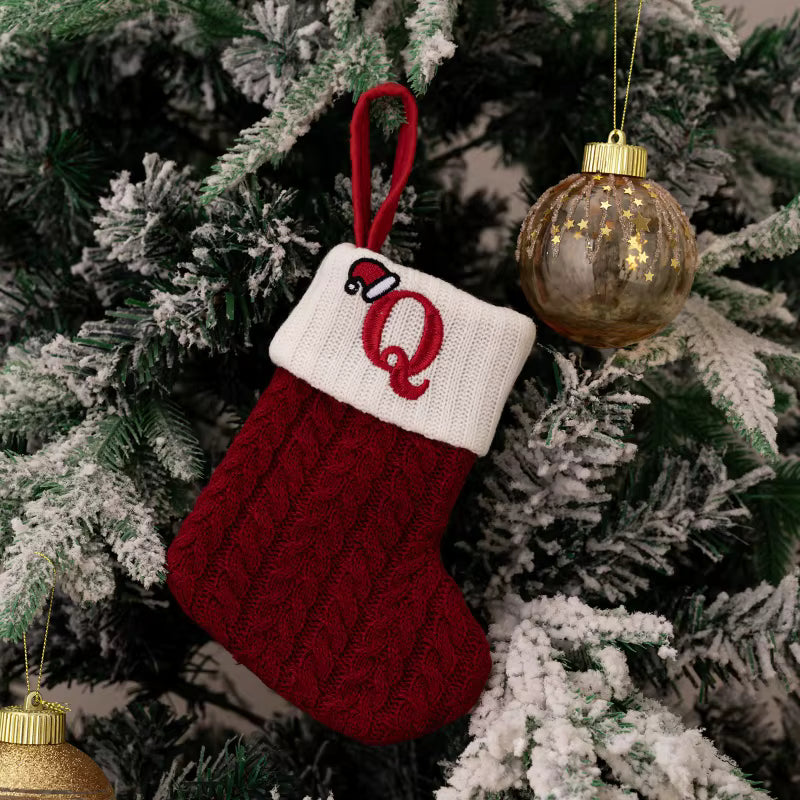 Christmas Alphabet Knitting Sock Christmas Tree Ornament Christmas Decoration For Home 2025 Noel New Year 2026 Xmas Gift