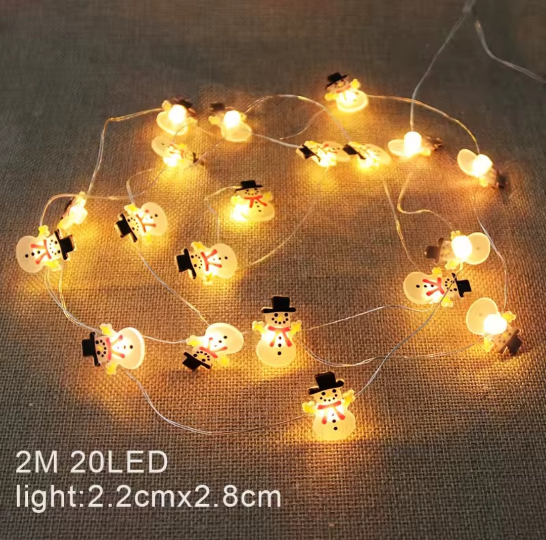 2M Christmas Santa Claus Snowflake LED Light String Garland Xmas Tree Fairy Light Christmas Decoration for Home New Year celebrations