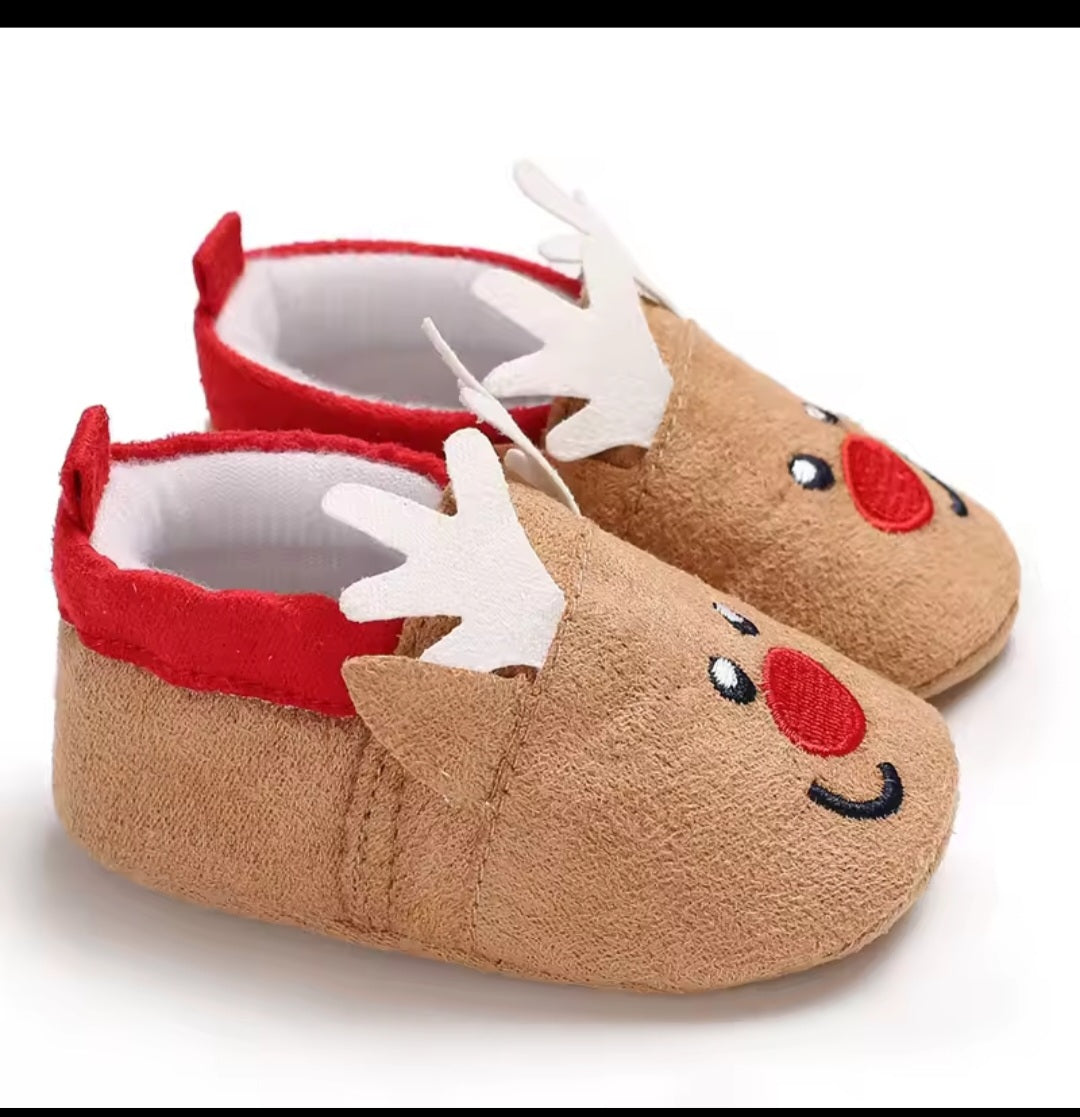 Infant Newborn Booties Santa Foot Socks Baby Christmas Boots Lovely Snowflake Santa Design Winter Warm Slippers Anti-Slip Shoes